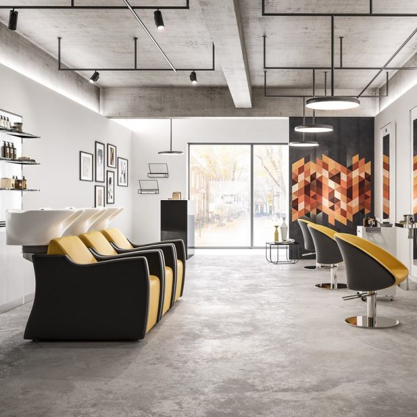 Fauteuil de coiffure design italien pompe hydraulique et revêtement skai