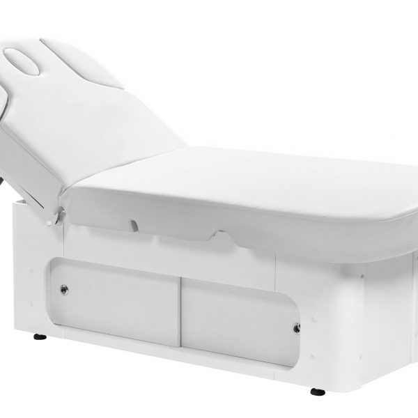 Table esthétique chauffante base bois blanc pour institut de beauté
