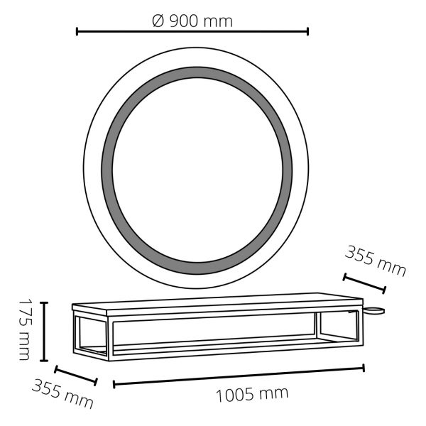 Coiffeuse suspendue LOFT avec miroir