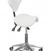 Tabouret blanc selle de cheval BATISTUTA réglable en hauteur sur roulettes