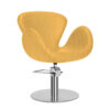 Fauteuil de coupe ocre DAISY avec pied rond inox pour salon de coiffure