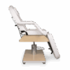 Fauteuil esthétique blanc base bois avec pompe hydraulique