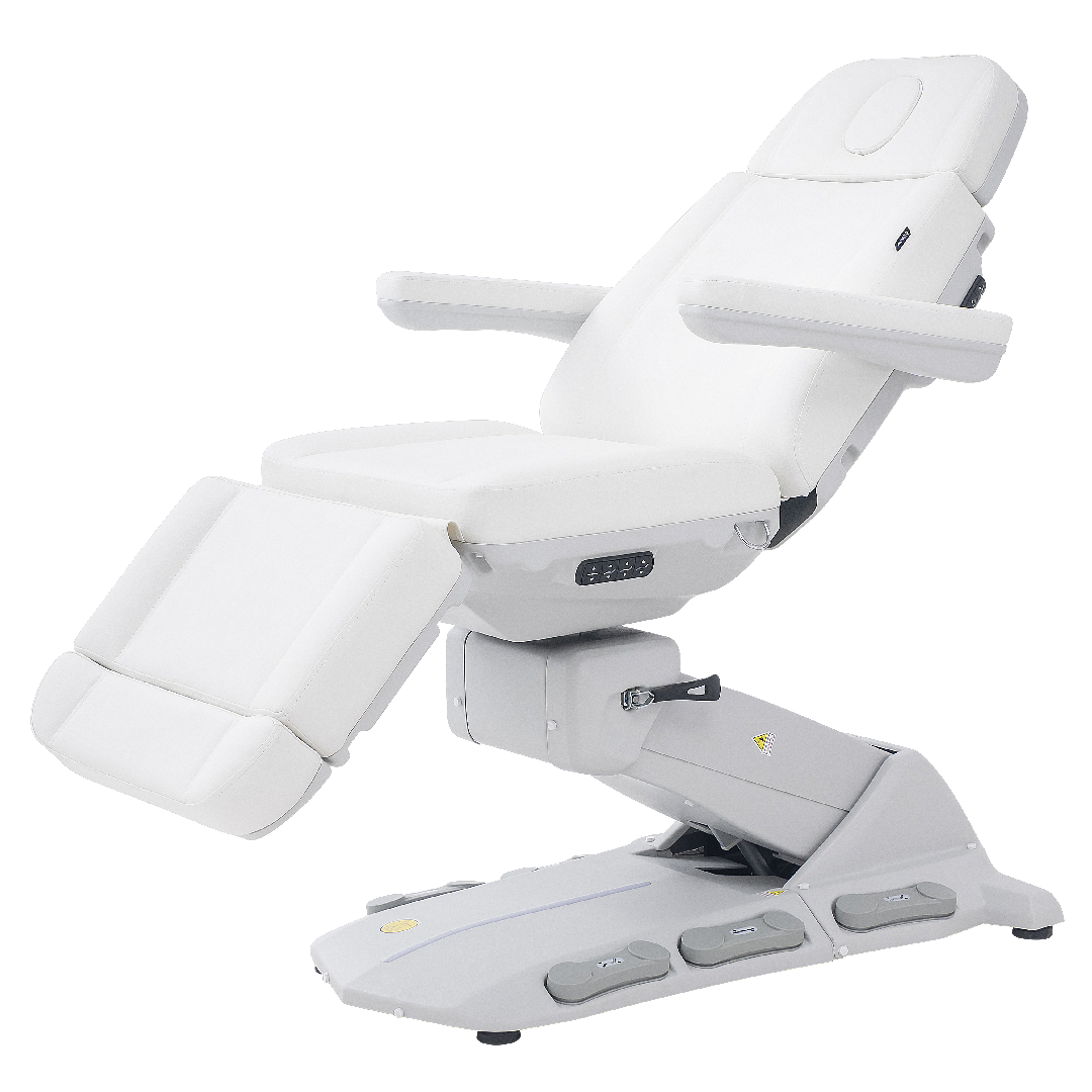 Fauteuil esthétique électrique CRYSTAL WHITE beige avec 4 moteurs et réglages électriques professionnels